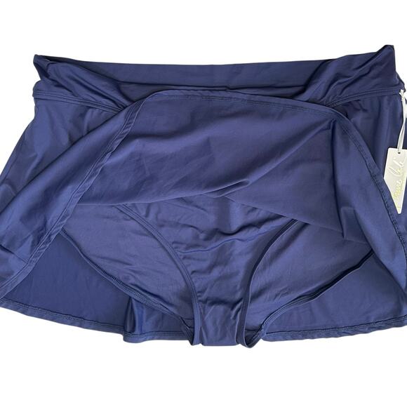 NWT Anne Cole Soft Band Skirted Swim Bottom Navy Blue Skirt Plus Size 24W - Picture 6 of 10